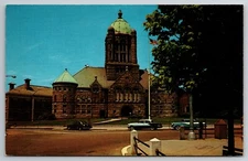 Vintage Postcard MA Taunton Bristol County Court House 50s Cars Chrome