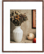 Natural Walnut 16x20 Picture Frame with Glass, Matted to 11x14, Wall Mountable