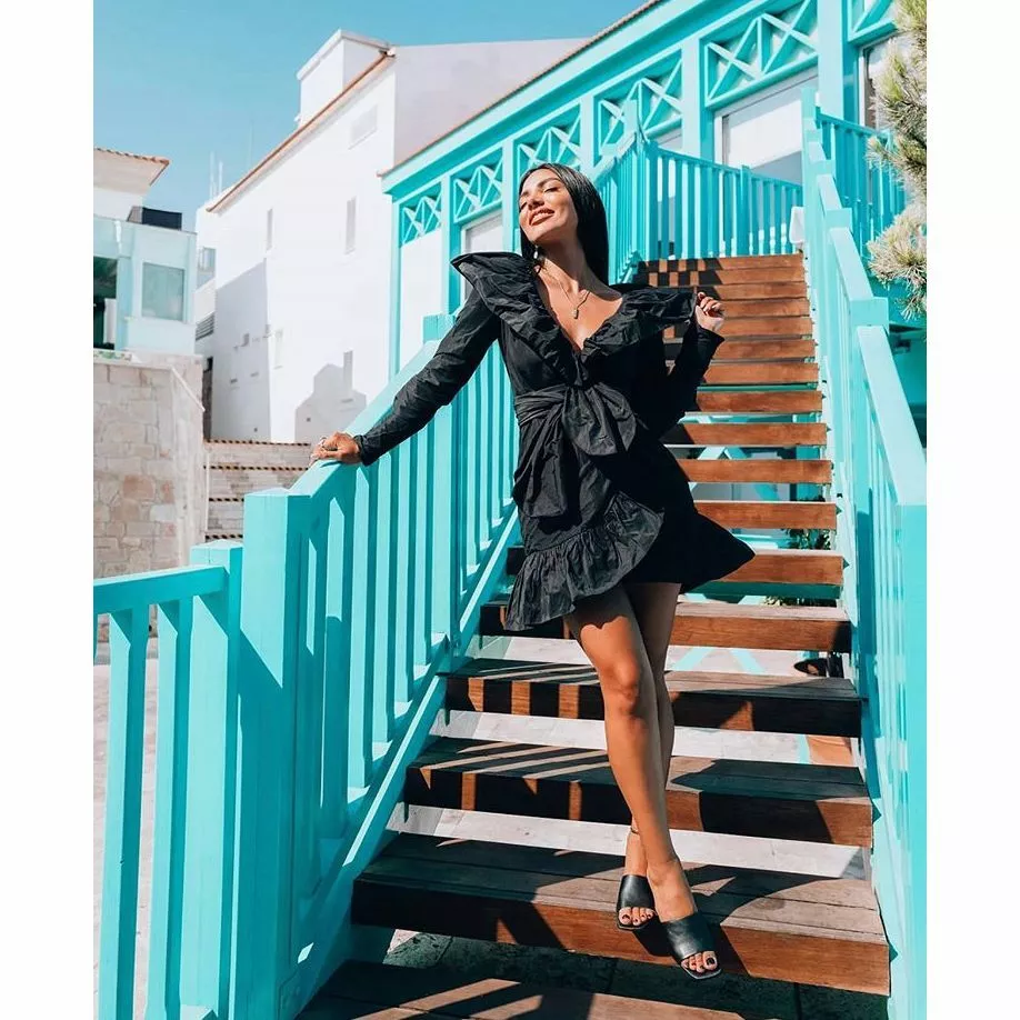 H&m navy shop wrap dress