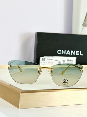 Chanel CH4286T Rimless Cat eye Design Gradient Green Lens Women's Sunglasses