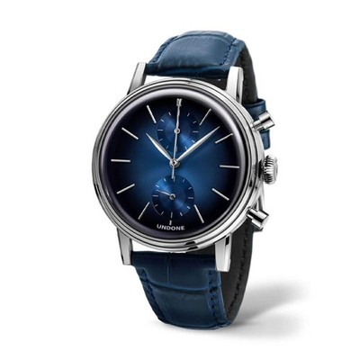 UNDONE Urban Mystique Mercury Uhr Silber Navy Lederarmband URB-MST-MCR-SIL