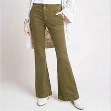 Anthro Pilcro High-Rise Trouser Bootcut Jeans Olive Green Size 27