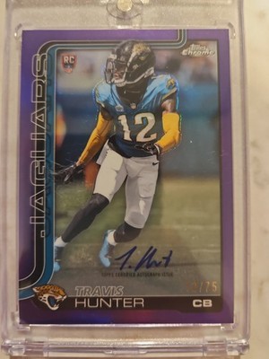 2025 Topps Chrome - Rookie Autographs Travis Hunter #RA-THU Purple Refractor /75
