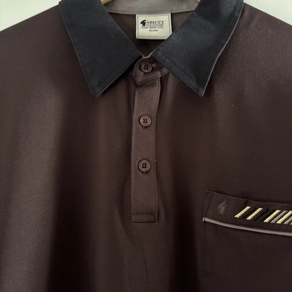 Men’s Gabicci Vintage Retro Mod Ska Brown & Black  Polo Shirt - Size 2XL - Image 3 of 4