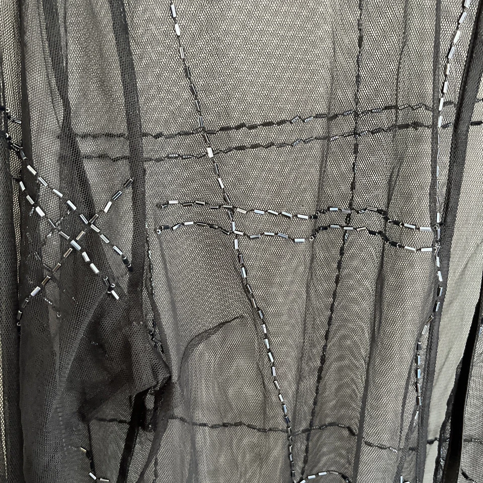 Abrigo de vestir negro transparente Venezia para mujer talla 14 manga larga con botones Foto 2 de 4