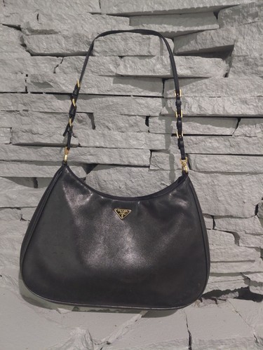 Prada Cleo Vintage Black Leather Gold Hardware