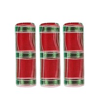 3 Rolls Red Green Deco Mesh Ribbon for Wreath Making Supplies, 10 Inch x 30FT...