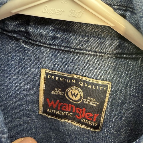 Wrangler Hemd Erwachsene Small blau Chambray Denim Workwear Western Barn Chore Herren - Bild 7 von 11