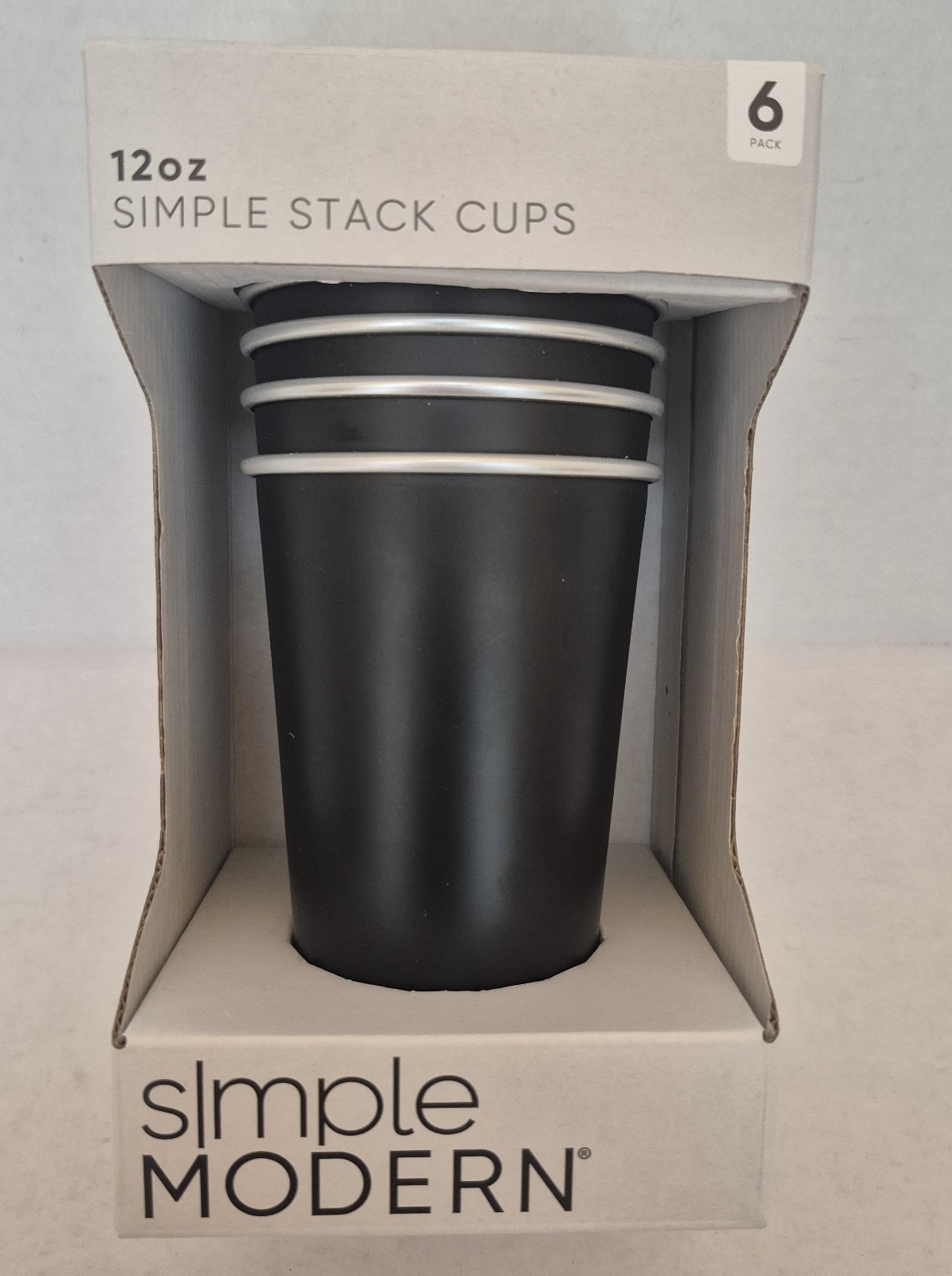 Simple Modern Stackable Cups 12oz - Set of 6 - Black - New in Box