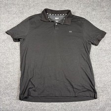 DKNY Shirt Mens L Black Short Sleeve Polo Logo Casual Cotton Blend