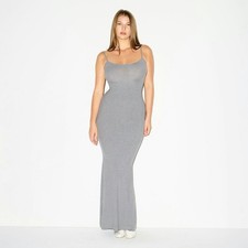 SKIMS Soft Lounge Long Slip Dress in Heather Gray Foil Size Medium