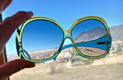 VINTAGE LADIES CHRISTIAN DIOR TWO TONE SUNGLASSES BLUE & GREEN