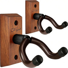 Guitar Wall Mount 2 Pack, Wood Guitar Hanger Wall Hook with Screws, Guitar Stand