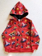 Nintendo Mario Kart 7 Boys Red Fleece Full Zip Hoodie Size 4 Mario Luigi Bowser