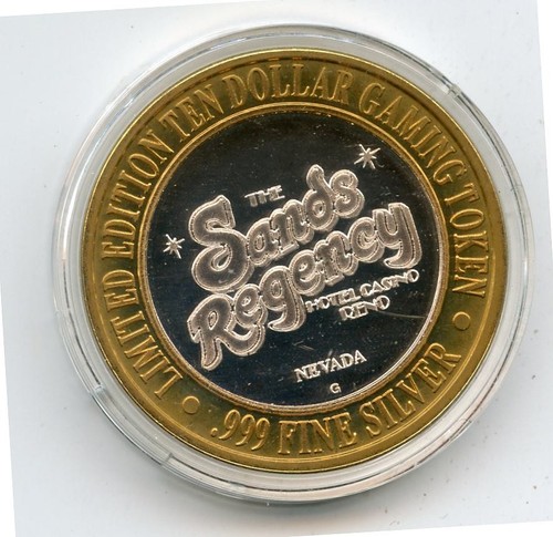 10.00 Silver Strike from the Sands Regency Casino Reno Nevada .999 G Pete C