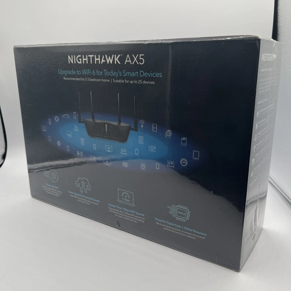 NETGEAR Nighthawk AX5 AX3600 RAX41 4 Port 5-Stream WiFi 6 Router (NEW/SEALED) - Image 3 of 4