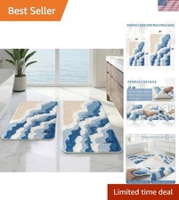 Bathroom Rug Set, 2 Pcs, 16"x24" 20"x32", Sea Waves