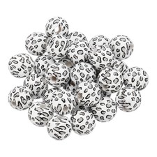 30PCS Wooden Beads, 16mm Leopard Print Wood Beads Loose Spacer Beads, Gray