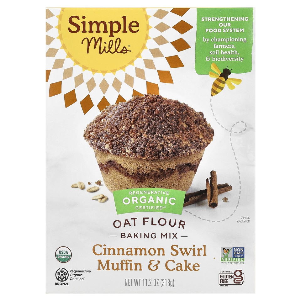 Organic Oat Flour, Muffin & Cake Mix, Cinnamon Swirl, 11.2 oz (318 g)