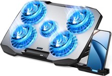 Laptop Cooling Pad,Gaming Cooler with 5 Quiet Fans 5 Fans, Blue Lights