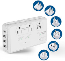 Convertidor viaje 2000W para secador y 220V-110V con 4 USB y enchufes universale