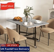 Drop Leaf Table with Wheels Folding Dining Table for Small Spaces, Grey