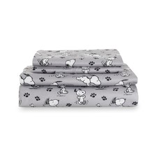Berkshire Peanuts Snoopy Queen 4-Piece Microfiber Sheet Set Poses Paws Grey