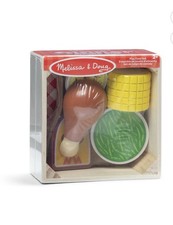 Melissa and Doug Play Wooden Food Dinner Picnic Box 5 Piece Set Pretend Play New