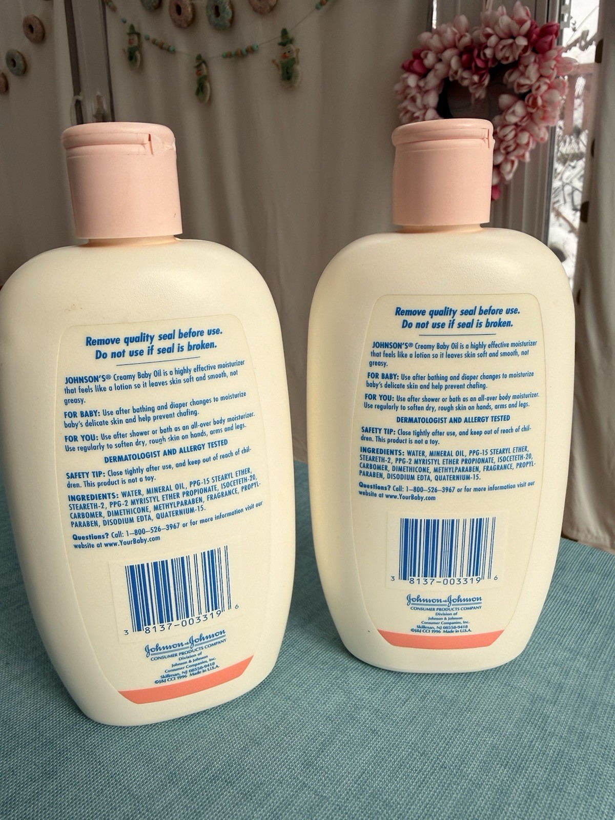 2 Johnson's creamy baby oil Discontinued 15 Oz Full Vintage 1996