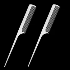 2 PCS Metal Rat Tail Comb Stainless Steel Hair Combs Flat Top Fine Cutting... 