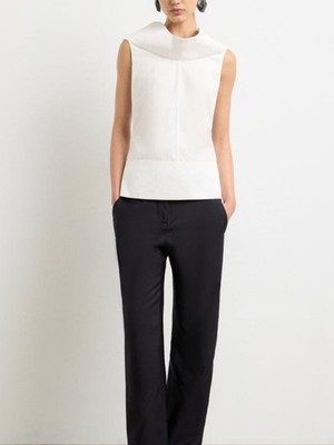 880$ Brandon Maxwell the Bowie Draped Cotton-Poplin Top Size 2 US White