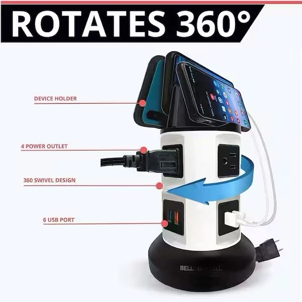 Bell + Howell 4-Outlets / 6 USB Spin Power - The Ultimate Smart Charging Station - Image 4 of 4