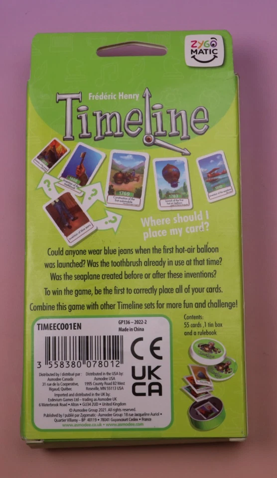 NEW/SEALED HTF Timeline Inventions Card Game Zygomatic Asmodee Frederic Henry - Image 3 of 4