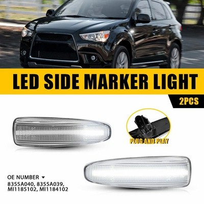 Clear Sequential White LED Side Marker Lights Set-2 For Mitsubishi Lancer 08-17