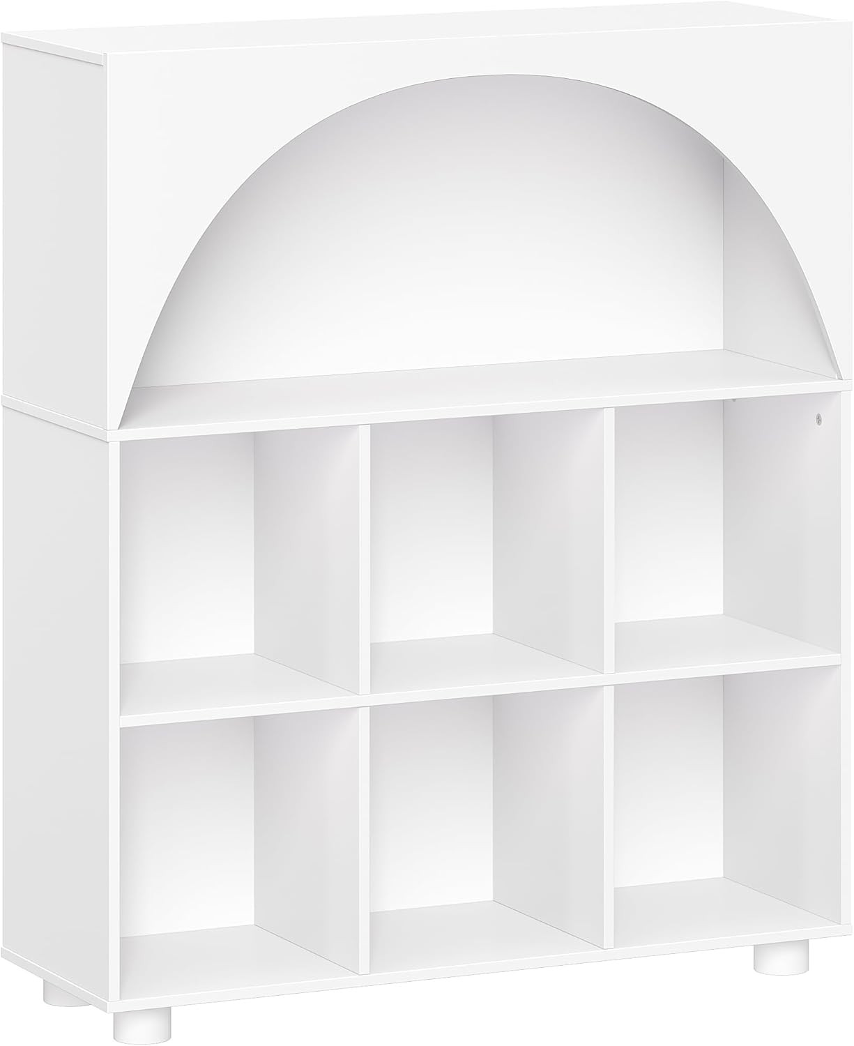 Curved Kids Bookcase with 6 Cubbies - Stylish Storage for Toys & Books