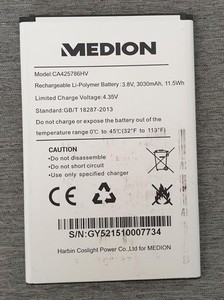 Top Li-Po Akku CA425786-VH 3,8V/3030mAh inkl. Medion P5015 Smartphone (Bootloop)