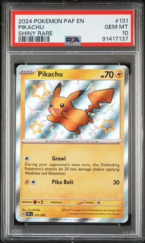 2024 Pokemon Paldean Fates Pikachu #131 Shiny Rare PSA 10 GEM MINT