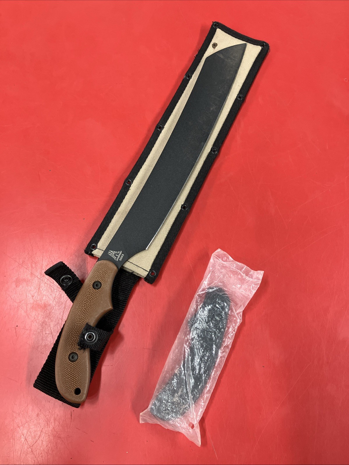 Ka Bar Parangatang Tactical Machete w/ Sheath-BLACK/BROWN