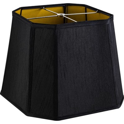 Black Lamp Shade Square Medium Faux Silk Cut Corner Empire 10x13x10.5 In