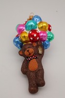 Glas-Ornament BäR Mit Luftballons 14 Cm • Handbemalt • Glitter • Weihnachtsdeko