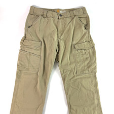 Carhartt Relaxed Fit Mens Cargo Pants Canvas Utility Work Khaki Carpenter 33x29