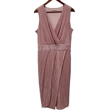 Rachel Roy Womens Pink Pleated Sleeveless Midi Dress Size 0X Work Party Cocktail