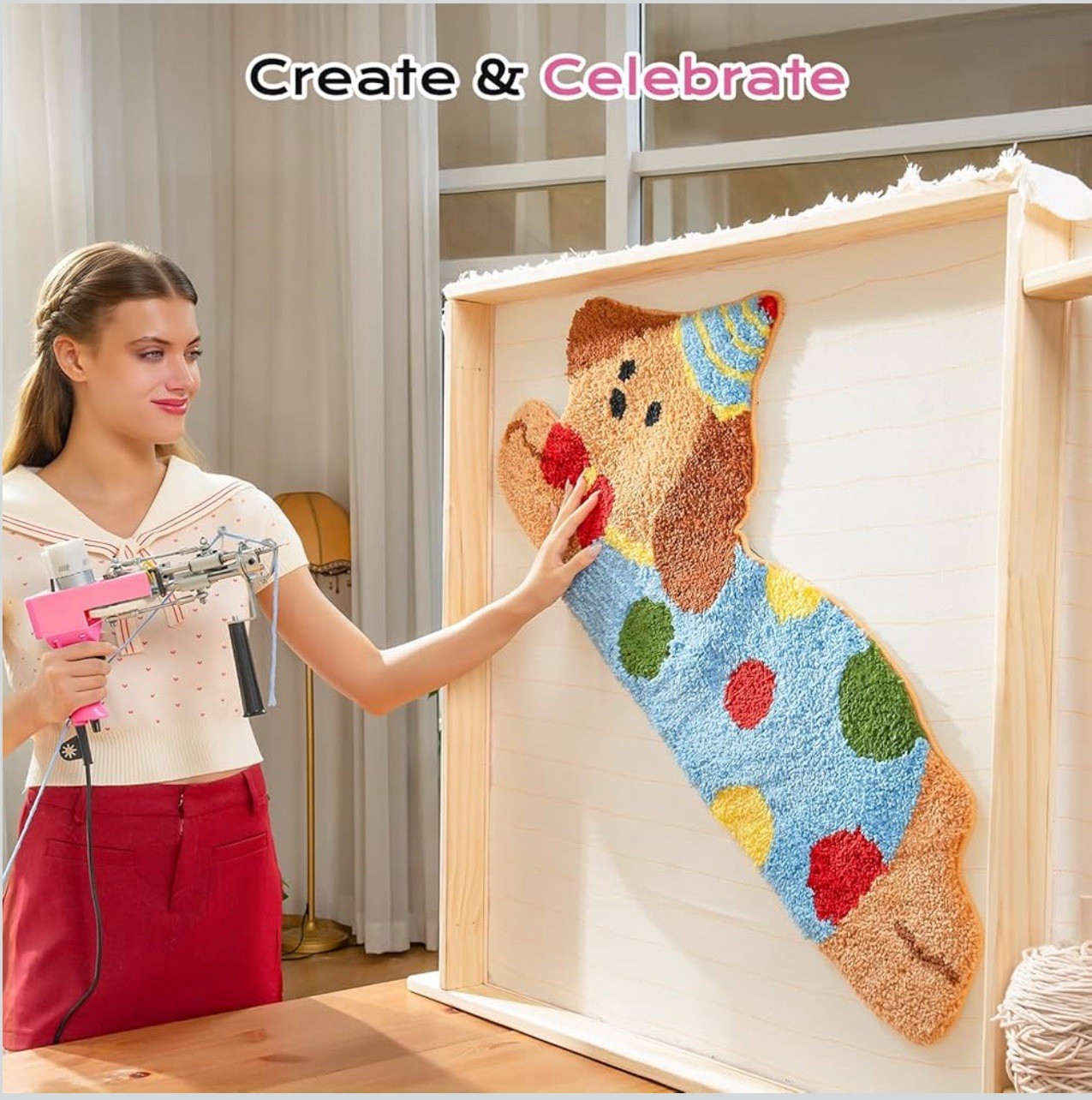 Rug Tufting Gun w/Carpet Trimmer Kit-Tuft Gun w/ Tufting-Shears, 2 In 1 Cut&loop