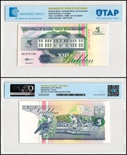 Suriname 5 Gulden, 1998, P-136b.3, UNC, Authenticated