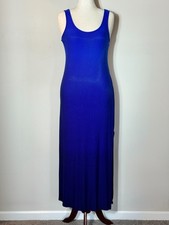 Old Navy Women’s M Petite Blue Dip Dye Ombre Maxi Tank Dress Rayon Stretch