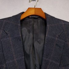 Austin Reed Vintage Tweed Blazer Men 41R Windowpane Plaid Two Button Single Vent