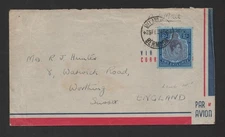 BERMUDA 1943 IRELAND ISLAND TO ENGLAND 2 SHILLING SOLO FRANK AIRMAIL COVER
