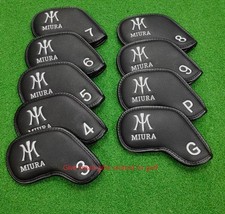 New 9pcs Miura 3-9-PG- Golf iron head cover set black and white logo magnetic-