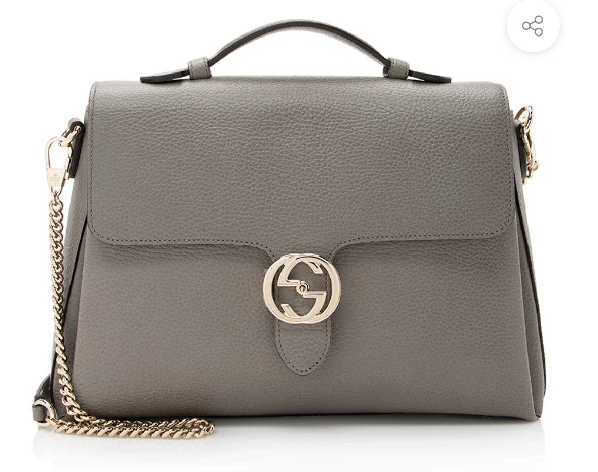 Gucci Calfskin Interlocking GG Top Handle Medium Shoulder