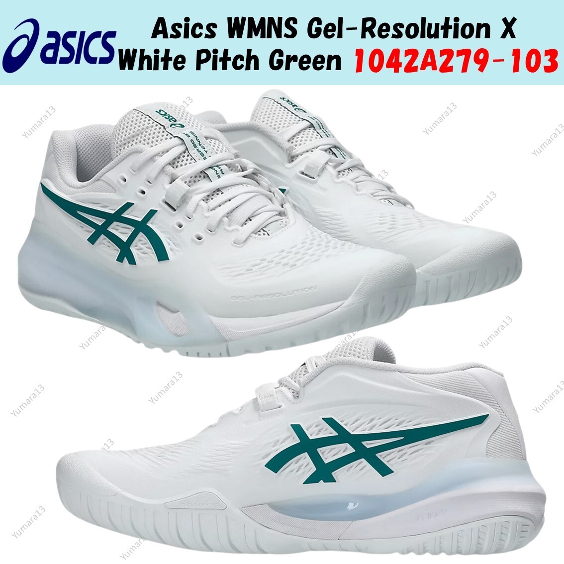 Asics WMNS Gel-Resolution X White Pitch Green 1042A279-103 Women's
